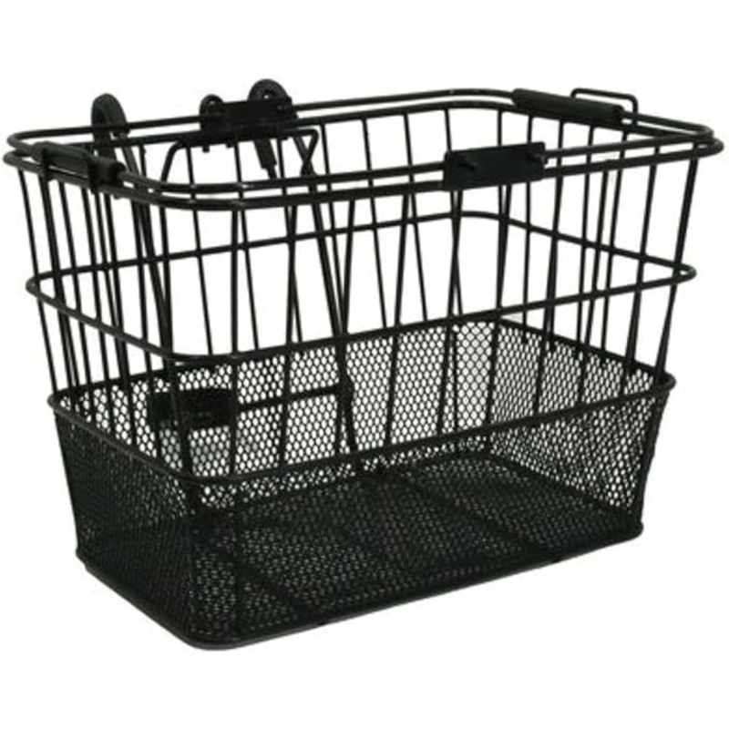 Ultracycle Hook and Go Basket – Large Bike Basket for Bicycle, Front Basket- Sturdy Wire Mesh Construction with Padded Hooks and Handles – 13.5″ W X 10D X 10H (Black)