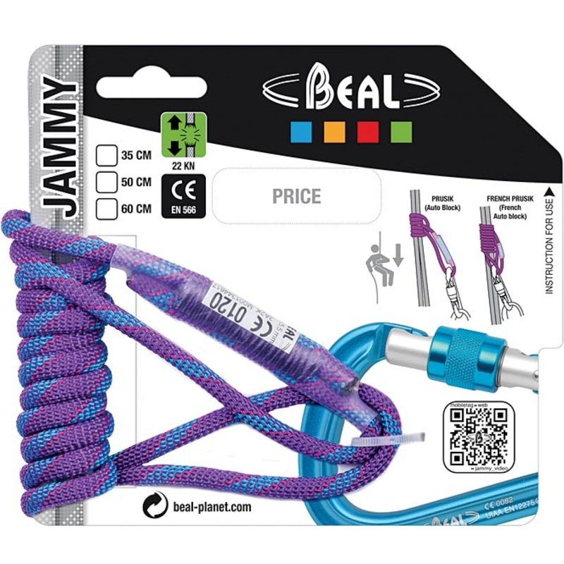 Beal Jammy Climbing Rope Slings 35-60cm | Aramid Core, Polyamide Sheath, Prusik Knot Accessory, Durable, Lightweight, High-Performance Climbing Gear