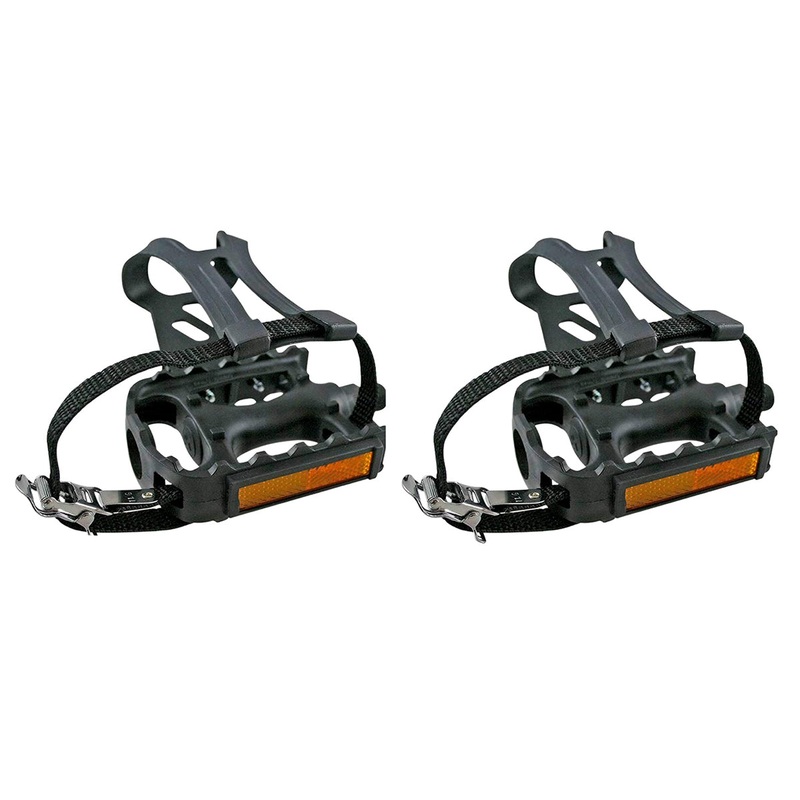 CBO Generic 9/16 Resin Pedals with Clips & Strap – Black