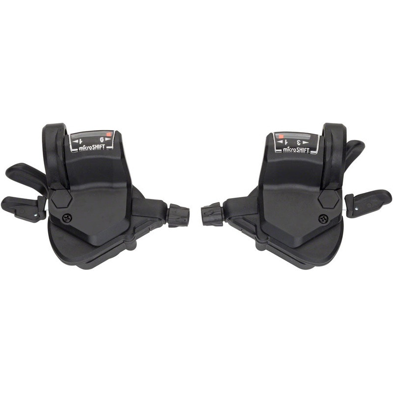 microSHIFT Mezzo Thumb-Tap Shifter Set, 9-Speed, Triple, Optical Gear Indicator, Shimano Compatible