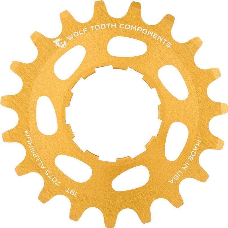 Wolf Tooth Single Speed Aluminum Cog – 19t Compatible with 3/32 Chains Gold