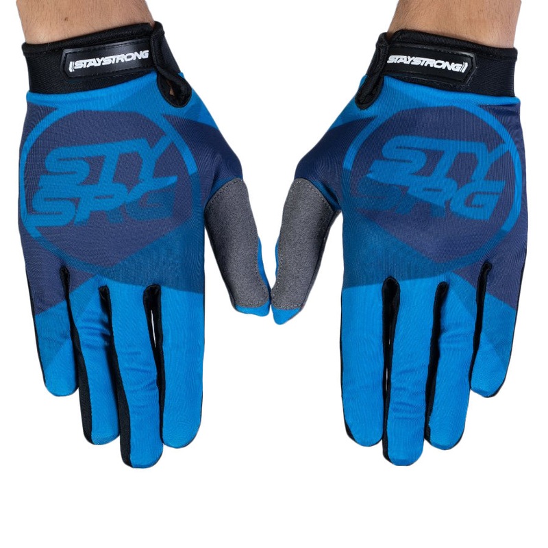 Stay Strong Tricolor BMX Race Gloves-Blue