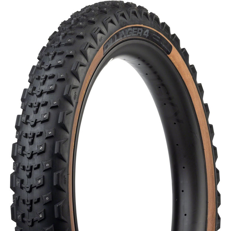 45NRTH Dillinger 4 Tire – 26 x 4.2 Tubeless Folding Tan 60 TPI 168 Large Concave Carbide Aluminum Studs