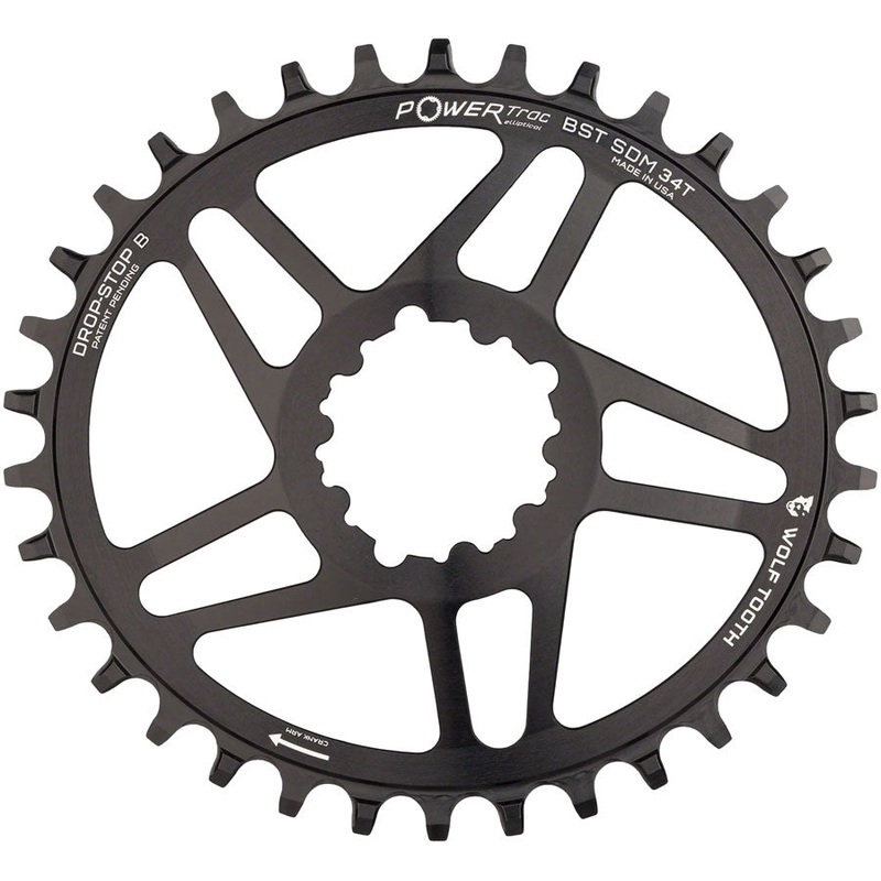 Wolf Tooth Elliptical Direct Mount Chainring – 34t, SRAM Direct Mount, Drop-Stop B, For SRAM 3-Bolt Boost Cranksets, 3mm