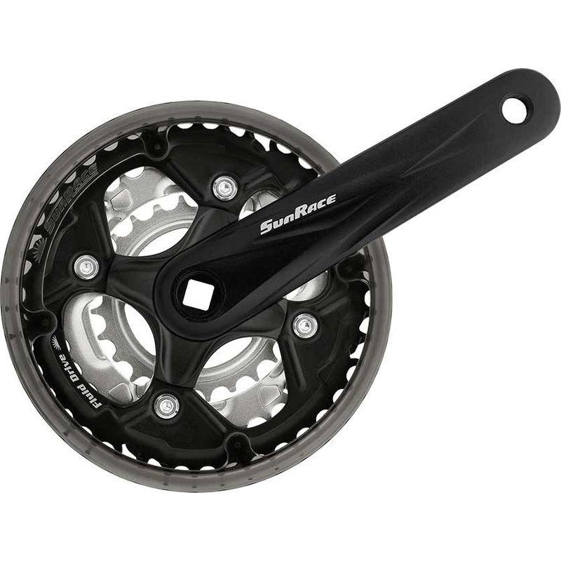 Sun Race, FCM500, Crankset, 6/7/8 sp.,Square-tapered, 24/34/42T, 175mm, Black