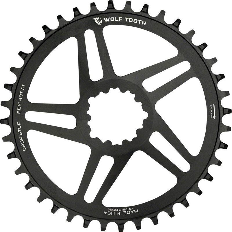Wolf Tooth Direct Mount Chainring – 40t SRAM Direct Mount For SRAM 3-Bolt 6mm Offset Drop-Stop B Flattop Compatible Black