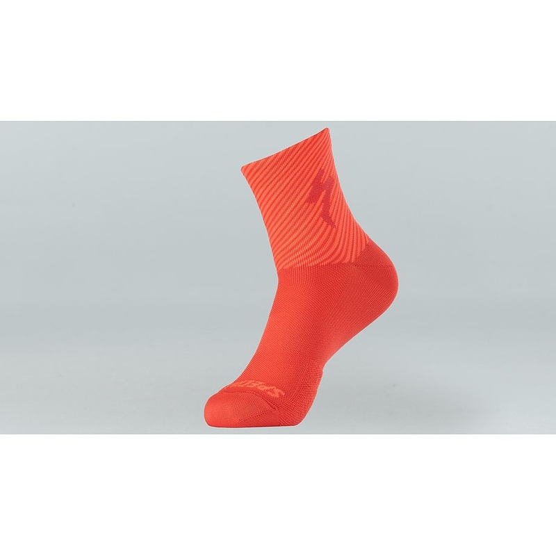 Specialized soft air mid sock flo red/rocket red stripe l