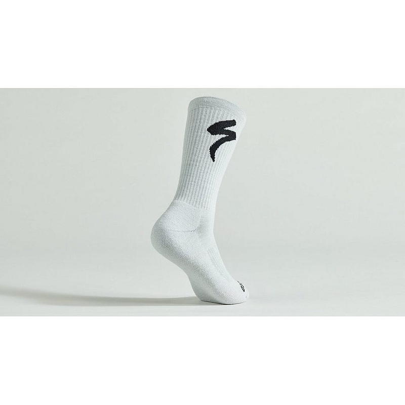 Specialized merino midweight tall logo sock dove grey m
