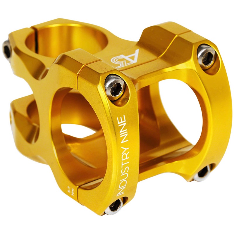 Industry Nine A35 Stem – 32mm, 35mm Clamp, +/-5, 1 1/8″, Aluminum, Gold