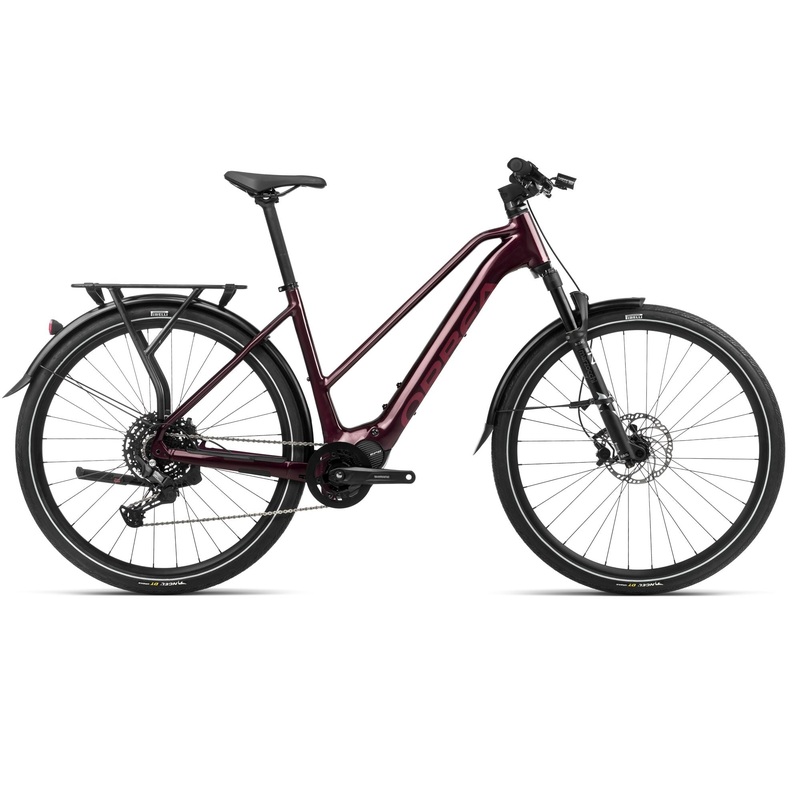 2024 Orbea KEMEN MID 30 Trekking Urban E-Bikes – Large, Metallic Burgundy Red (Gloss Matte)
