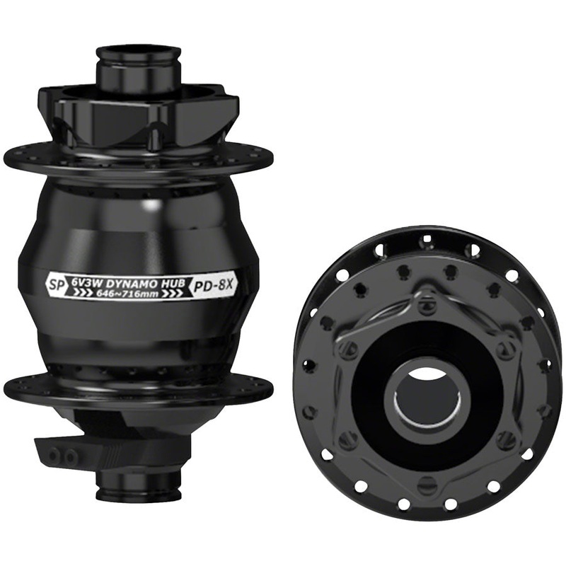 SP 8X Series Dynamo Front Hub – PD-8X-110 6V- 3W 15 x 110mm 6-Bolt 32H Black