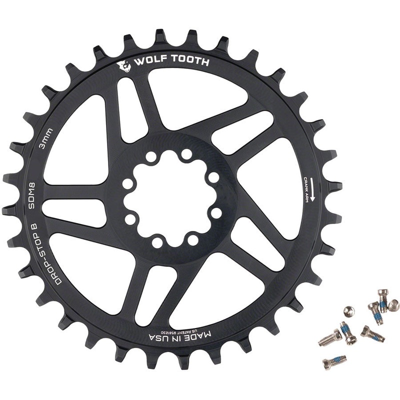 Wolf Tooth Direct Mount Chainring – 28t SRAM Direct Mount Drop-Stop B For SRAM 8-Bolt Cranksets 3mm Offset BLK