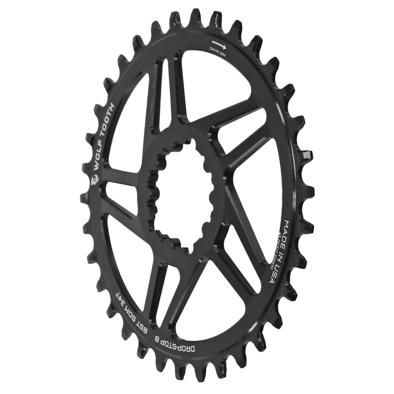 Wolf Tooth Direct Mount Chainring – 30t SRAM Direct Mount Drop-Stop B For SRAM 3-Bolt Boost Cranks 3mm Offset BLK