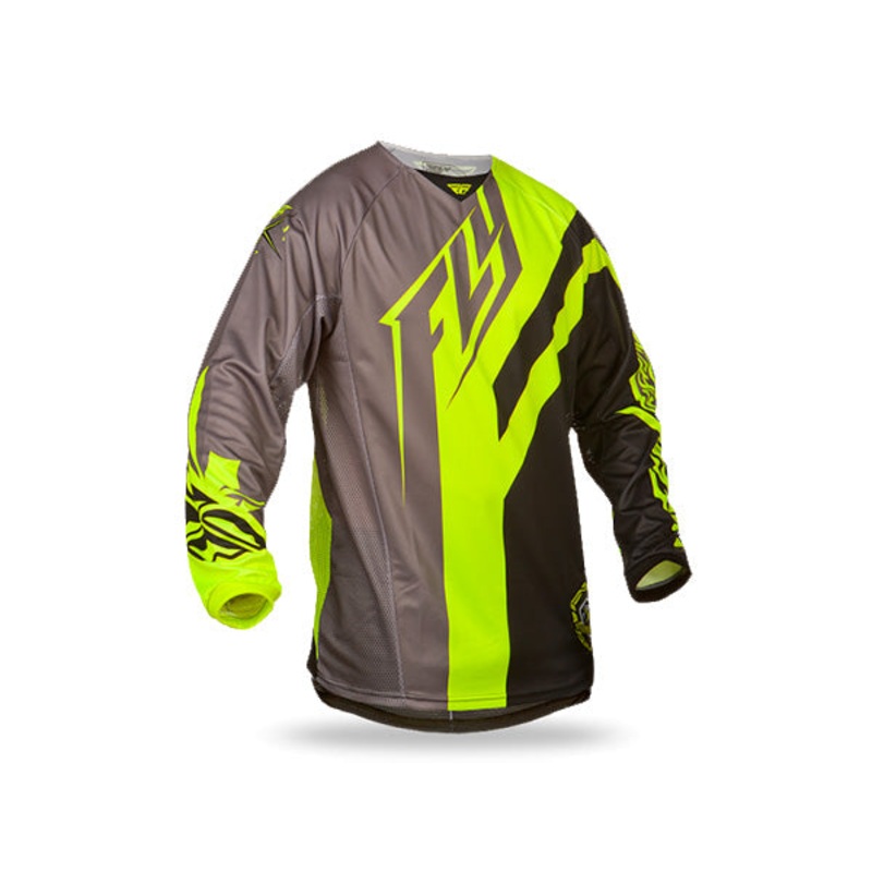 Fly Racing 2015 Kinetic Division BMX Race Jersey-Black/Gray/Hi-Vis