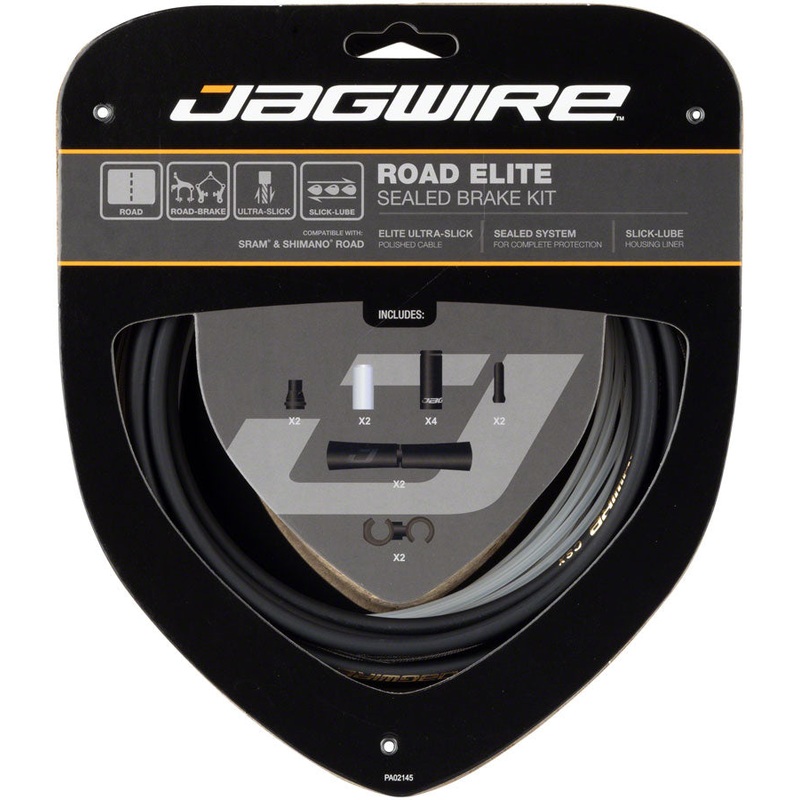 Jagwire Road Elite Sealed Brake Cable Kit – SRAM/Shimano Ultra-Slick Uncoated Cables BLK