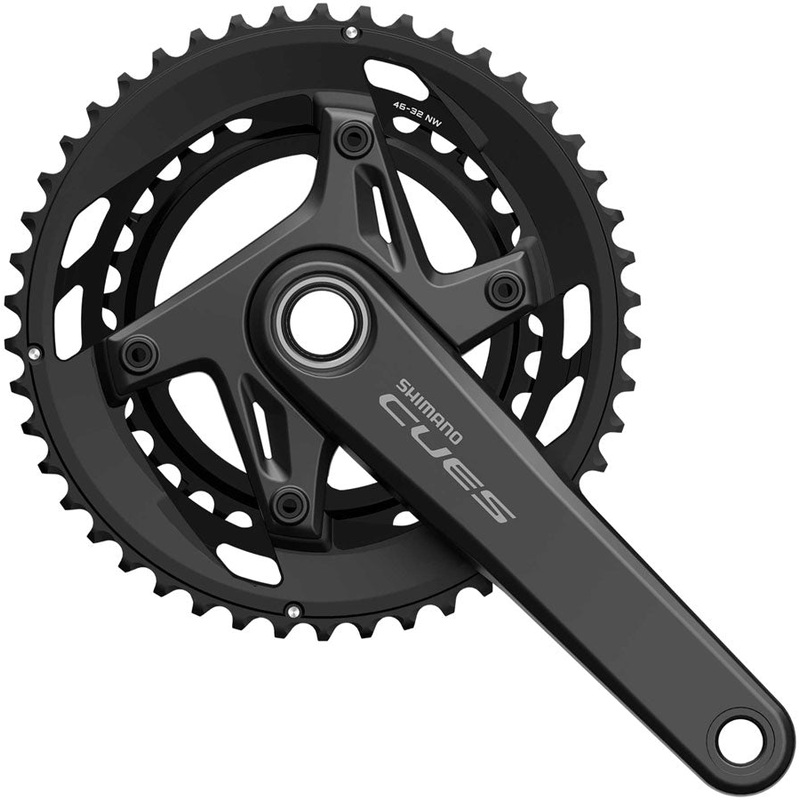 Shimano CUES FC-U6040-2 Crankset – 172.5mm 9/10-Speed 50/34t Asymmetric 110 BCD Hollowtech 2 Crankarms BLK