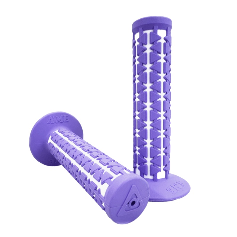AME Dual BMX Grips – Flanged – Lavender over White – Made in the USA