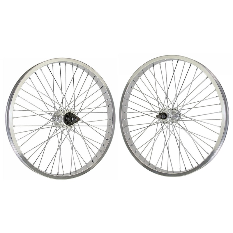 20″ Double Wall 48-spoke BMX Wheelset – 9t RHD – Sealed – Pair – Polished