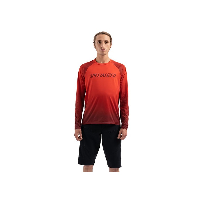 Specialized enduro air jersey ls men rocket red / crimson refraction l