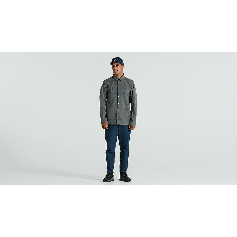Specialized s/f riders flannel shirt ls men grey flag window m