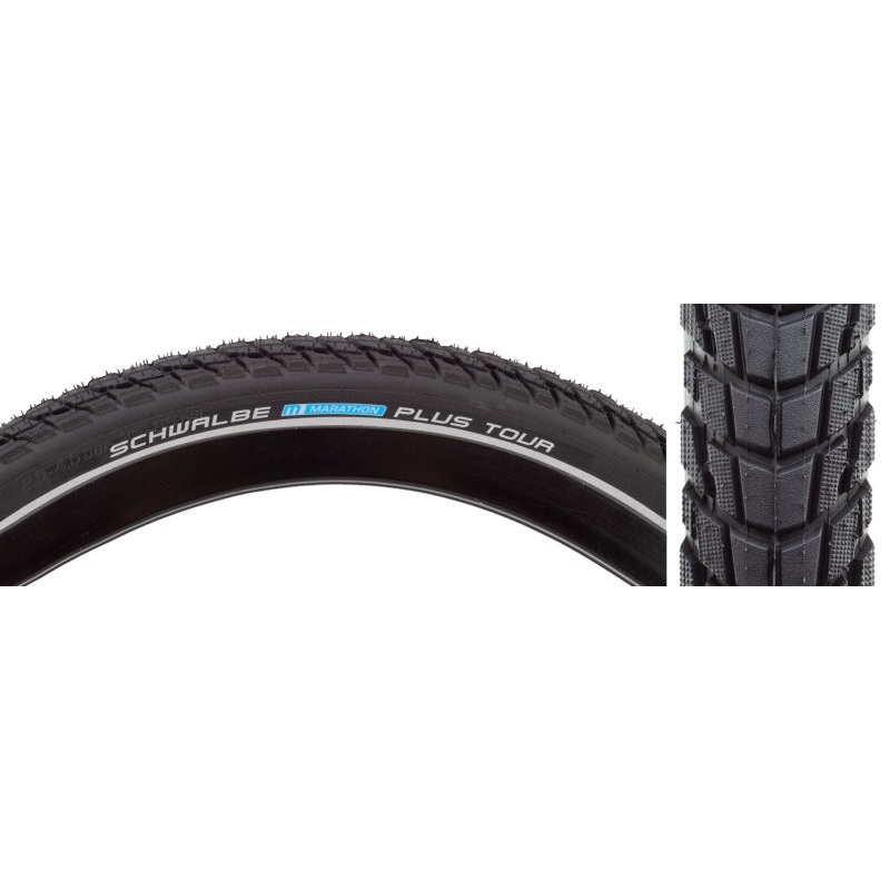 Schwalbe Marathon Plus Tour Tire – 700 x 38 Clincher Wire BLK/Reflective Performance Line SmartGuard Addix E-50
