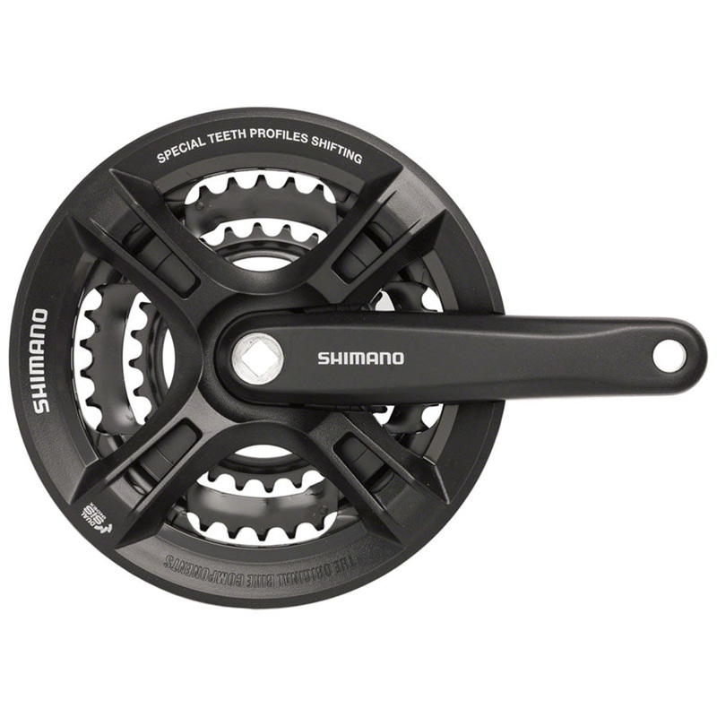 Shimano Altus FC-M311 Crankset – 170mm, 7/8-Speed, 48/38/28t, Riveted, Square Taper JIS Spindle Interface, Black