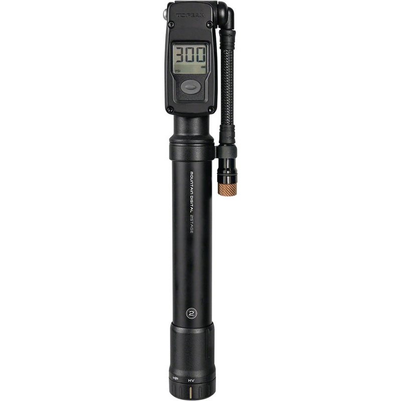 Topeak Mountain Digital Shock/Tire Mini Pump – 2Stage 300psi Black