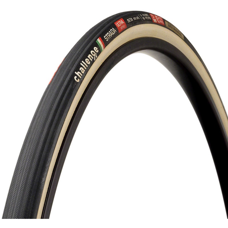 Challenge Strada Ultra Tire – 700 x 25 Tubular BLK/Cream Handmade Ultra Silk
